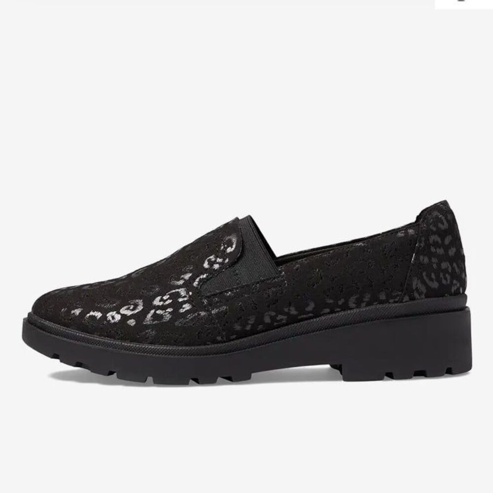 Clarks Women's Calla Rae Black Leopard Print Loafer Flats 7.5
